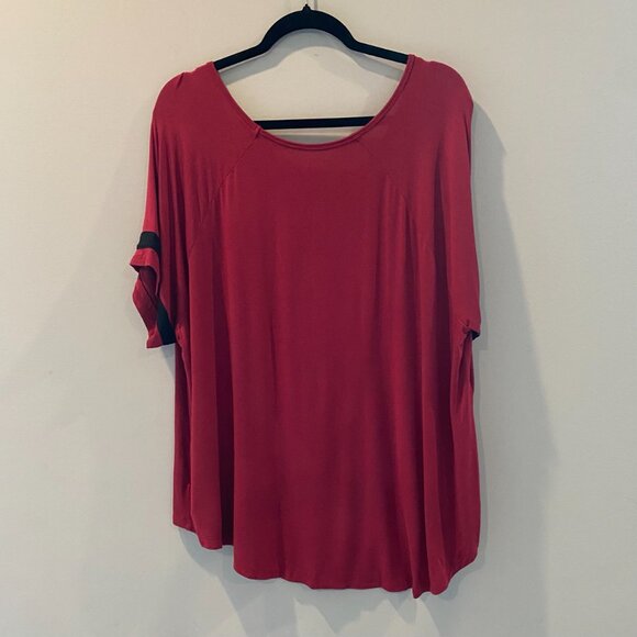 Lane Bryant Raglan Tee 3X Curved Hem TShirt Top Super Soft Knit Maroon 22 24 NEW - Picture 4 of 9